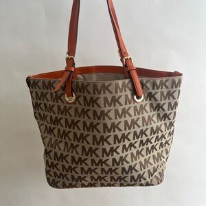 Michael Kors Monogram Orange and Brown Tote